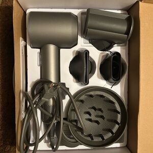 High-Performance Hair Dryer with Multiple Attachments - Gray